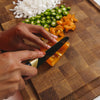Cutting Pepper on Custom White Oak Wood Cutting Board in Kitchen