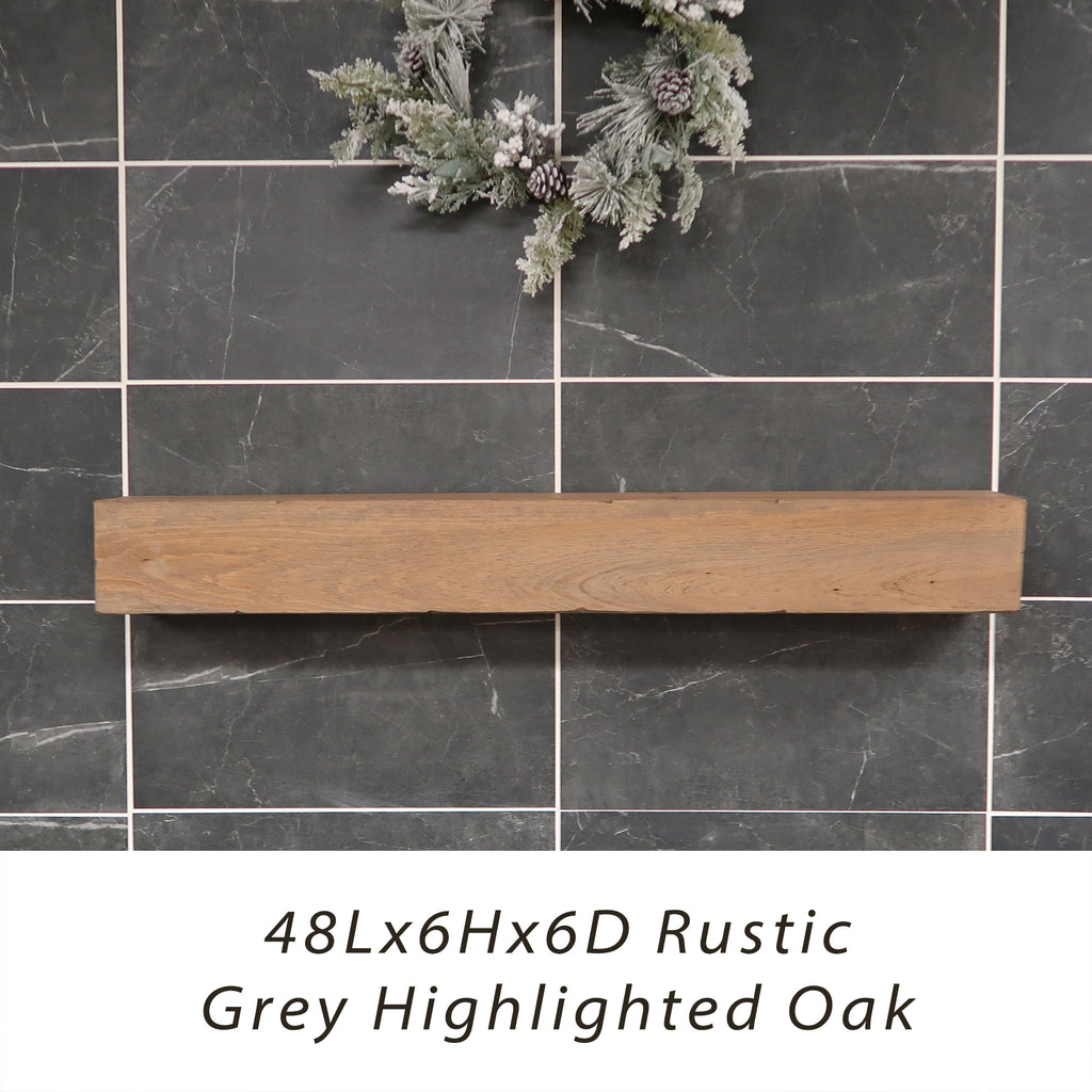 Rustic Fireplace Mantel Grey Highlighted Oak 48x6x6