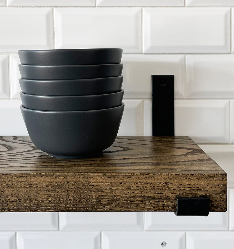Wood Ash Shelf with Bracket in Jacobean Color Style