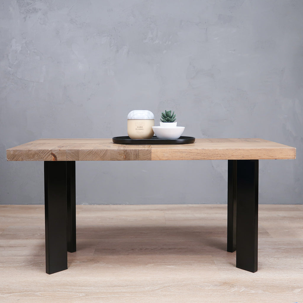 Rustic Wood Coffee Table with Large Black Legs