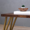 Rustic Wood Coffee Table with Gold Metal Legs in Provincial Color