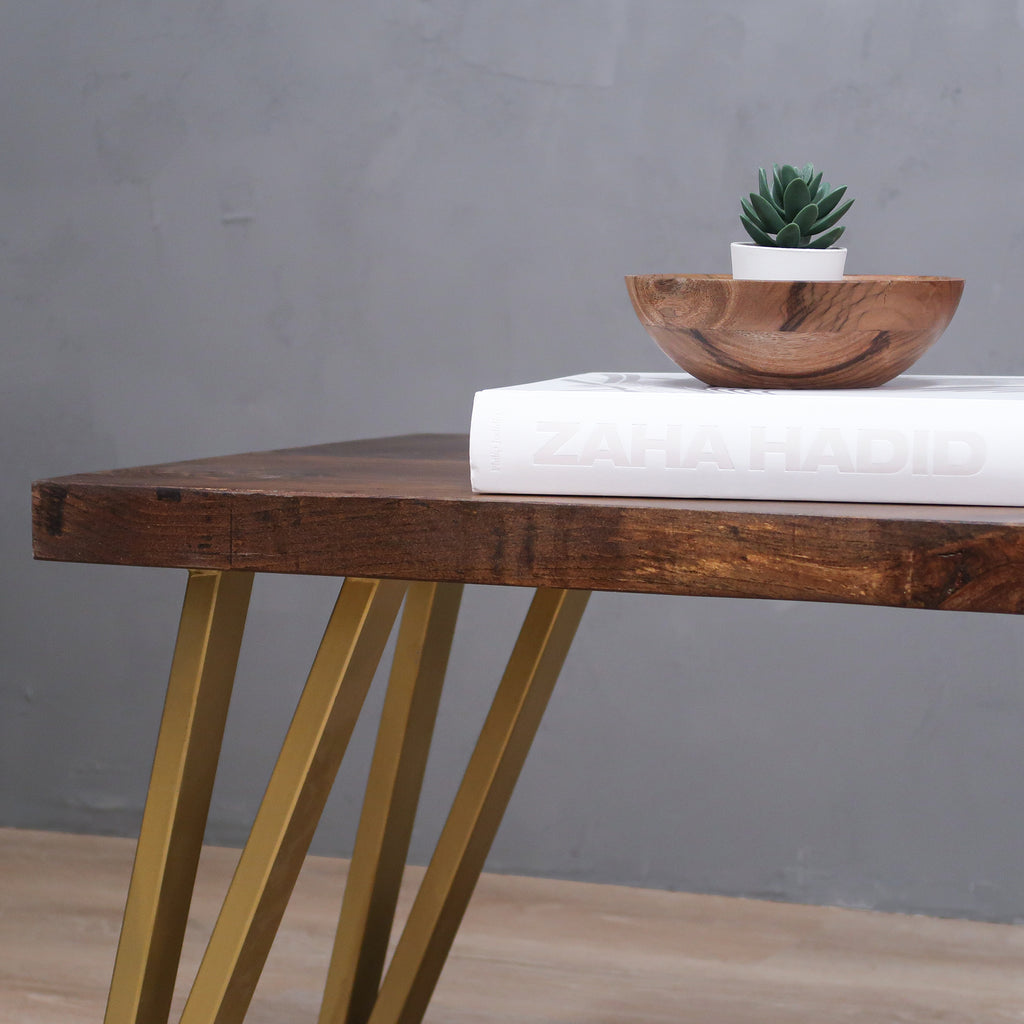 Rustic Coffee Table with Hairpin Legs - Provincial 
