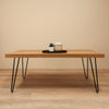 White Oak Wood Coffee Table With Black Hairpin Legs