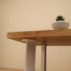 Custom White Oak Wood Coffee Table With White Massive Legs