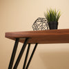 Contemporary Walnut Wood Coffee Table With Black Hairpin Legs