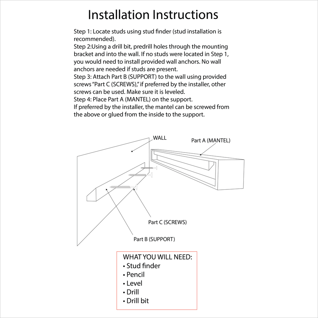 Installation Instructions for Mantel