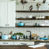 Open Rustic Wood Floating Shelves in Jacobean Color in Kitchen