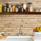 Modern Walnut Wood Floating Shelf in Kitchen