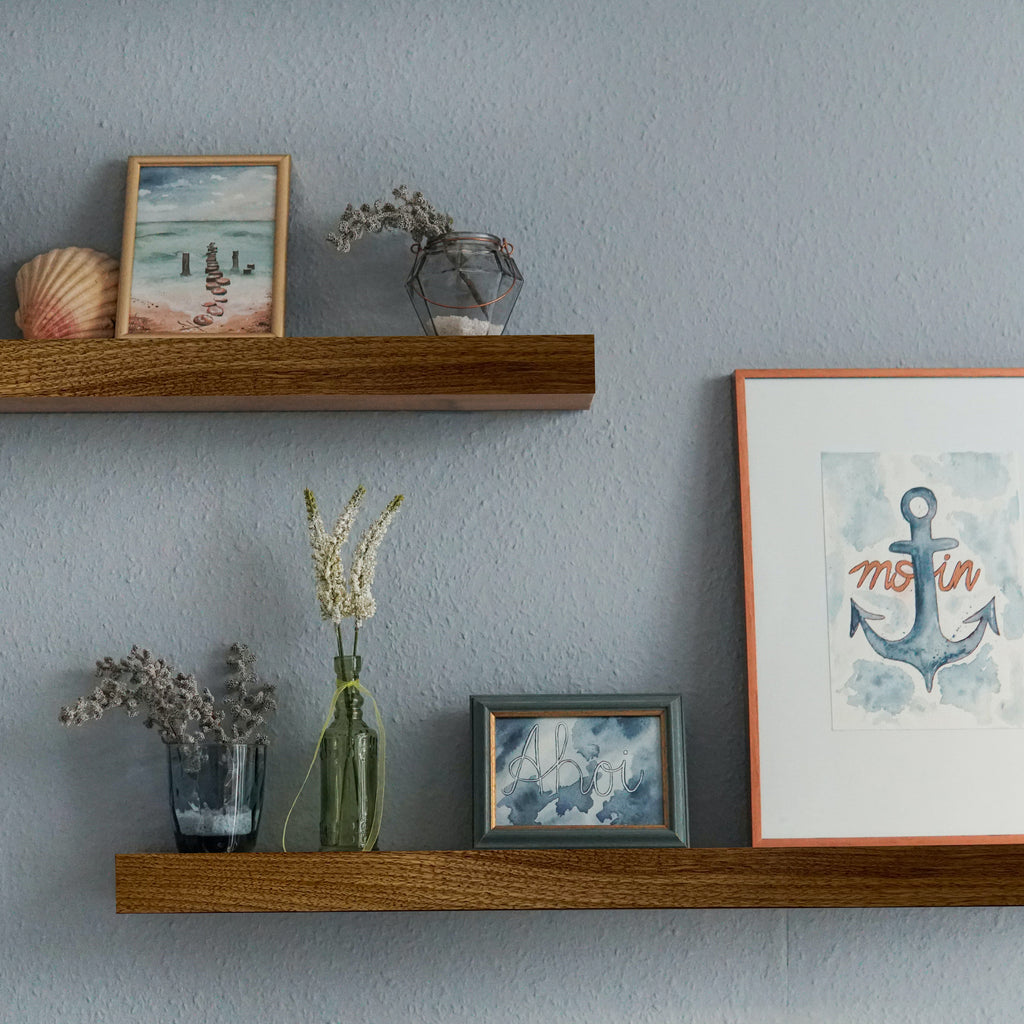 Floating Shelves with Invisible Brackets in Living Room