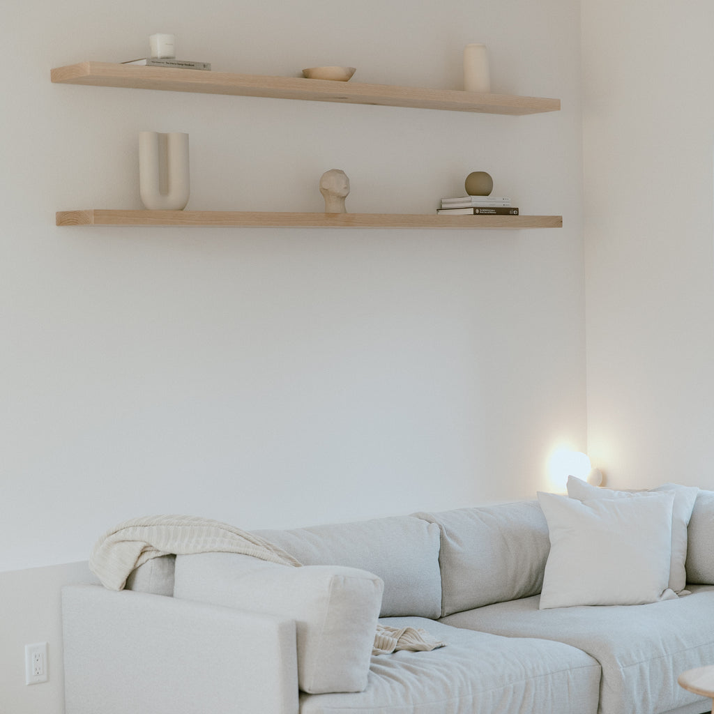 White Oak Floating Shelves in Living Room