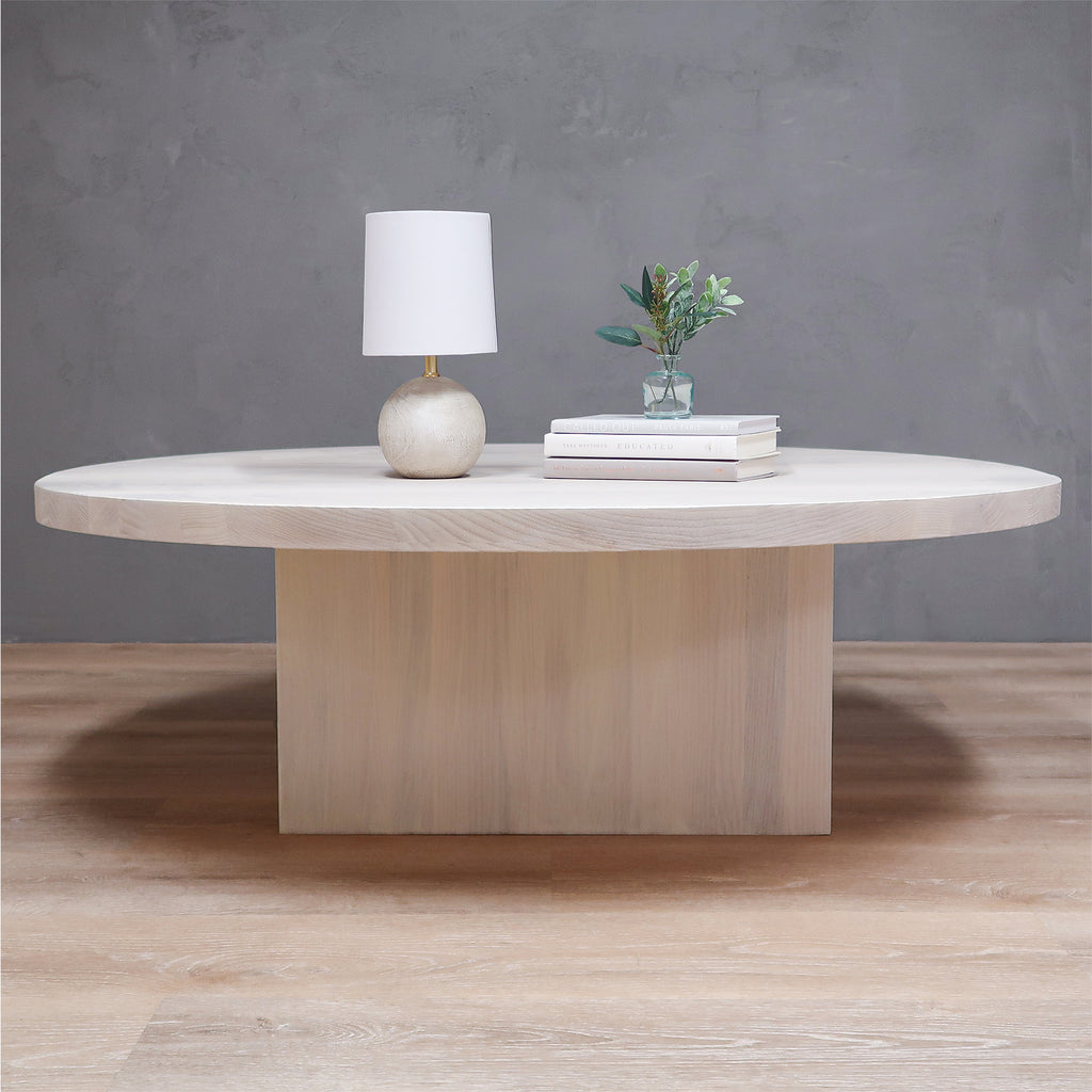 B&W Round Coffee Table With Square Base - White