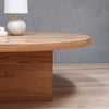 Large Round White Oak Wood Coffee Table With Square Base