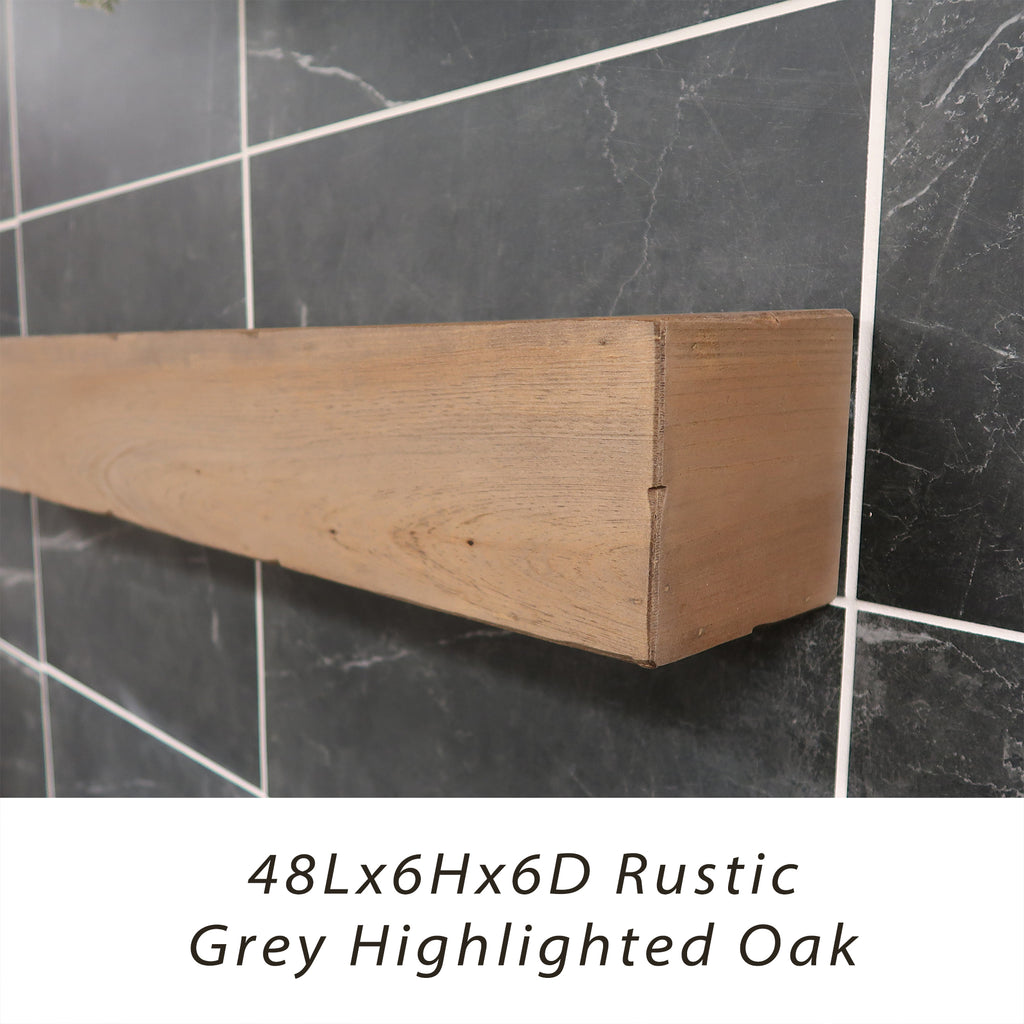 Rustic Wood Mantel Grey Highlighted Oak 48x6x6