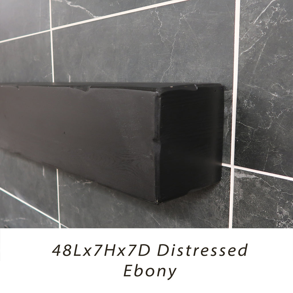 Distressed Wood Mantel Ebony 48Lx7Hx7D